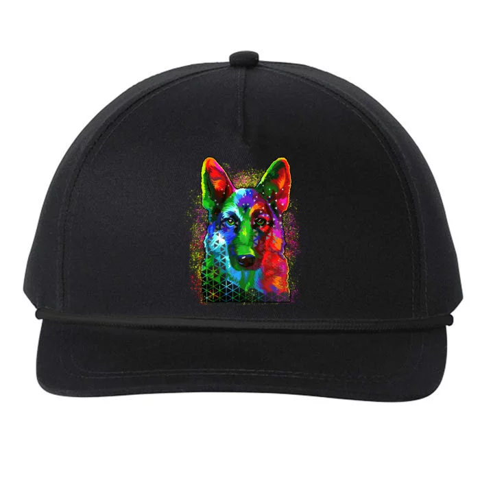 Colorful Dog German Shepard Snapback Five-Panel Rope Hat