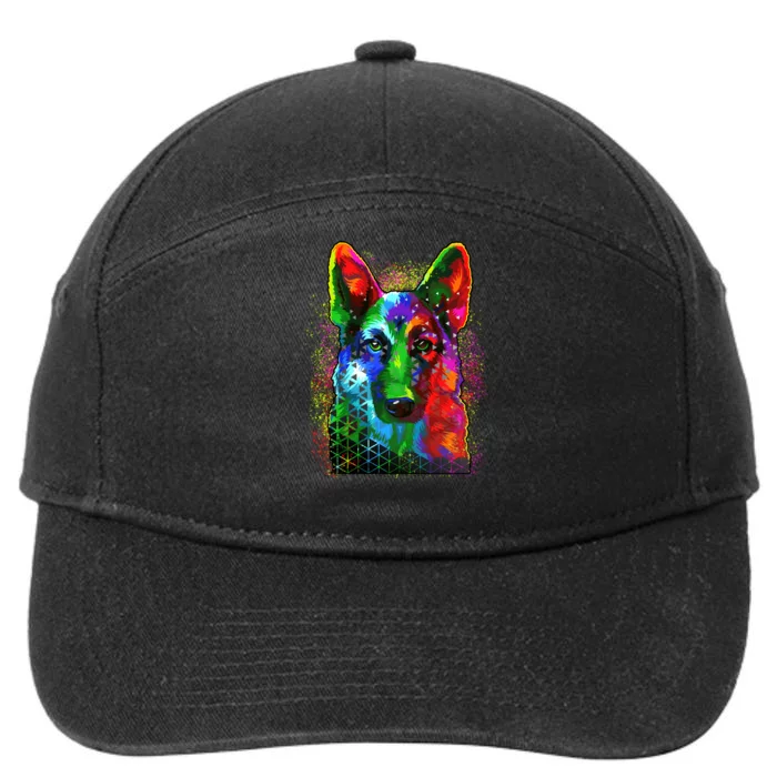 Colorful Dog German Shepard 7-Panel Snapback Hat