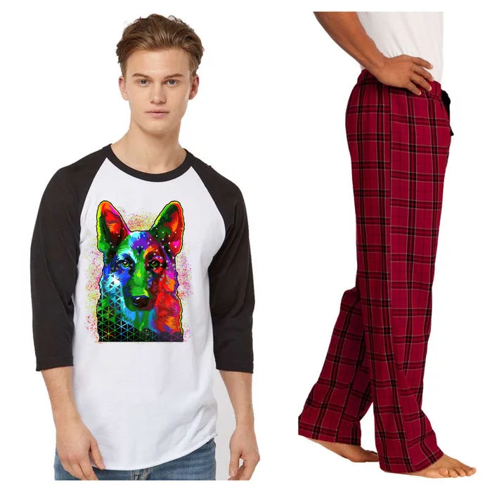 Colorful Dog German Shepard Raglan Sleeve Pajama Set