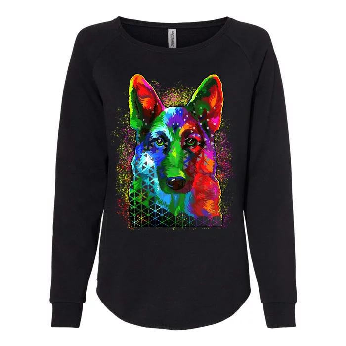 Colorful Dog German Shepard Womens California Wash Sweatshirt