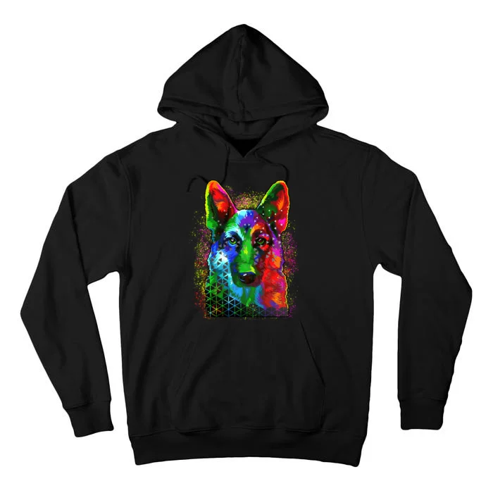 Colorful Dog German Shepard Tall Hoodie