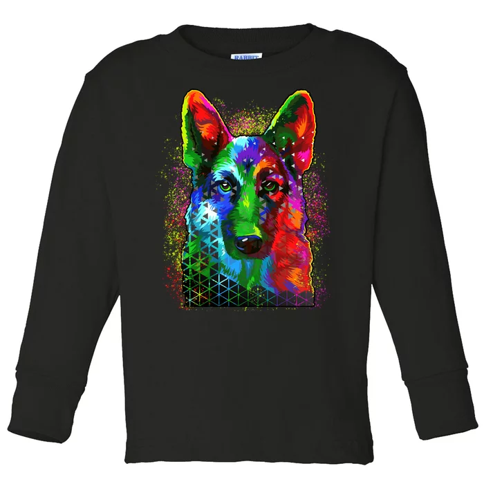 Colorful Dog German Shepard Toddler Long Sleeve Shirt