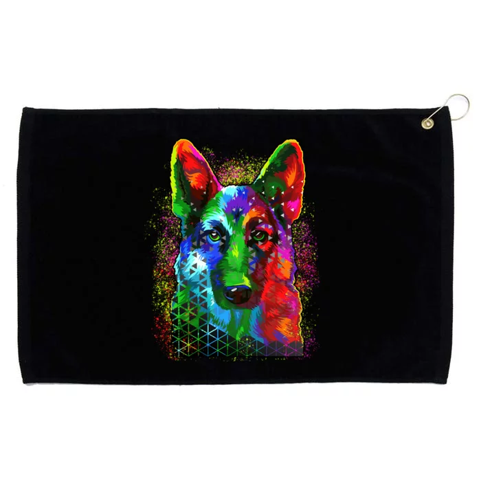 Colorful Dog German Shepard Grommeted Golf Towel