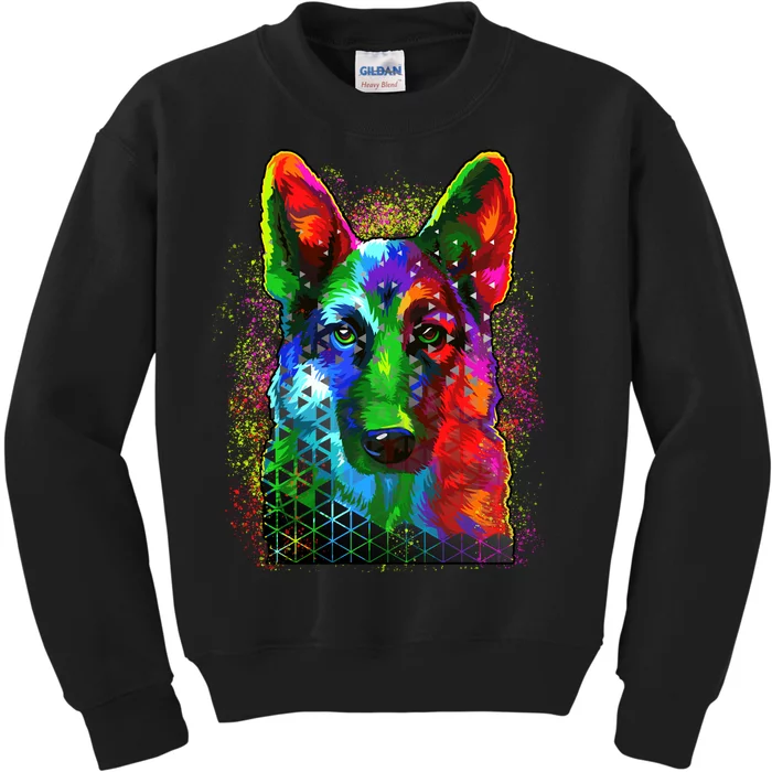 Colorful Dog German Shepard Kids Sweatshirt