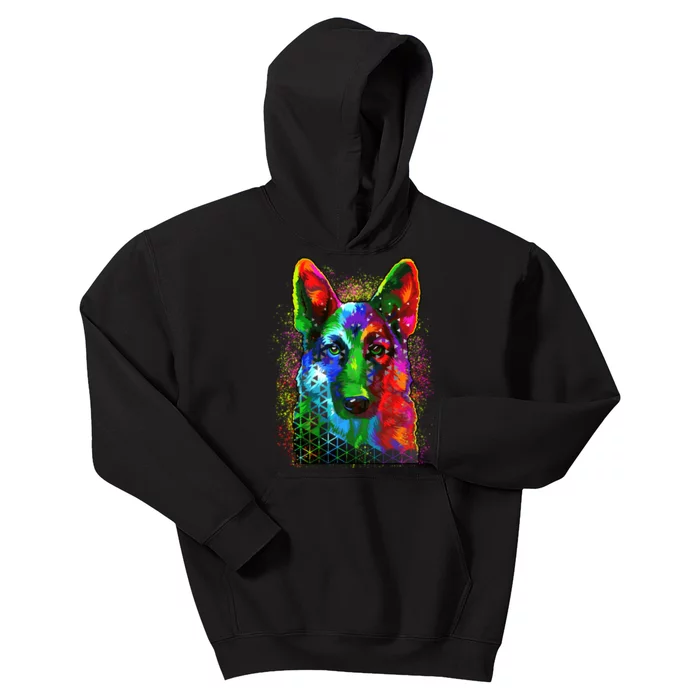 Colorful Dog German Shepard Kids Hoodie