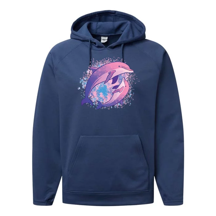 Colorful Dolphin Performance Fleece Hoodie