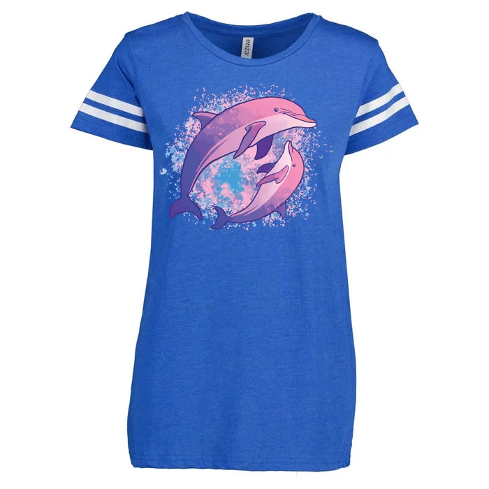 Colorful Dolphin Enza Ladies Jersey Football T-Shirt