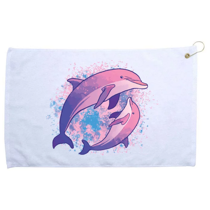 Colorful Dolphin Grommeted Golf Towel