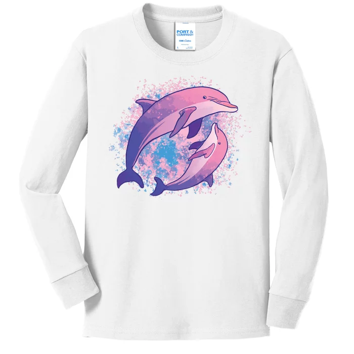 Colorful Dolphin Kids Long Sleeve Shirt