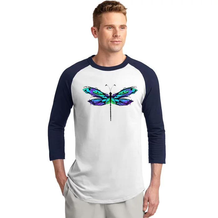 Colorful Dragonfly Baseball Sleeve Shirt