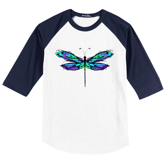 Colorful Dragonfly Baseball Sleeve Shirt