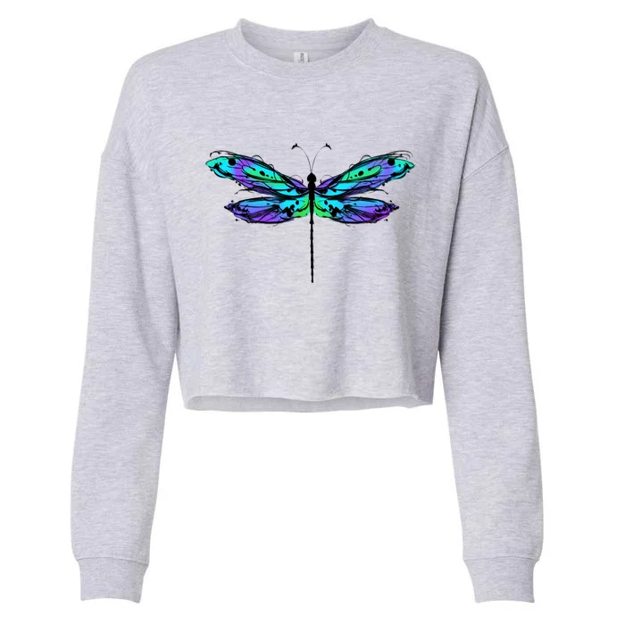 Colorful Dragonfly Cropped Pullover Crew