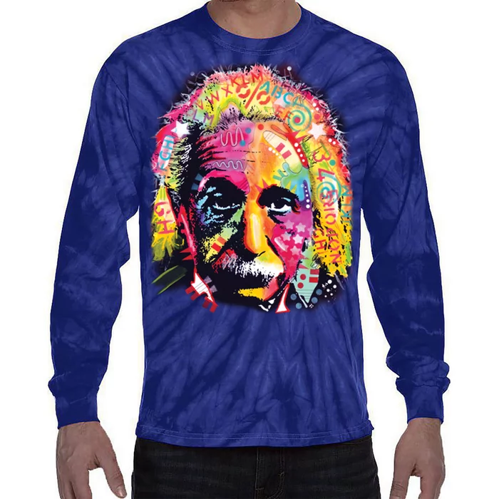 Colorful Einstein Trippy Face Tie-Dye Long Sleeve Shirt