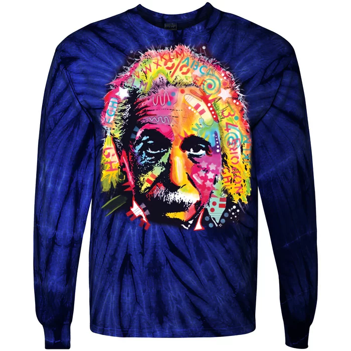 Colorful Einstein Trippy Face Tie-Dye Long Sleeve Shirt