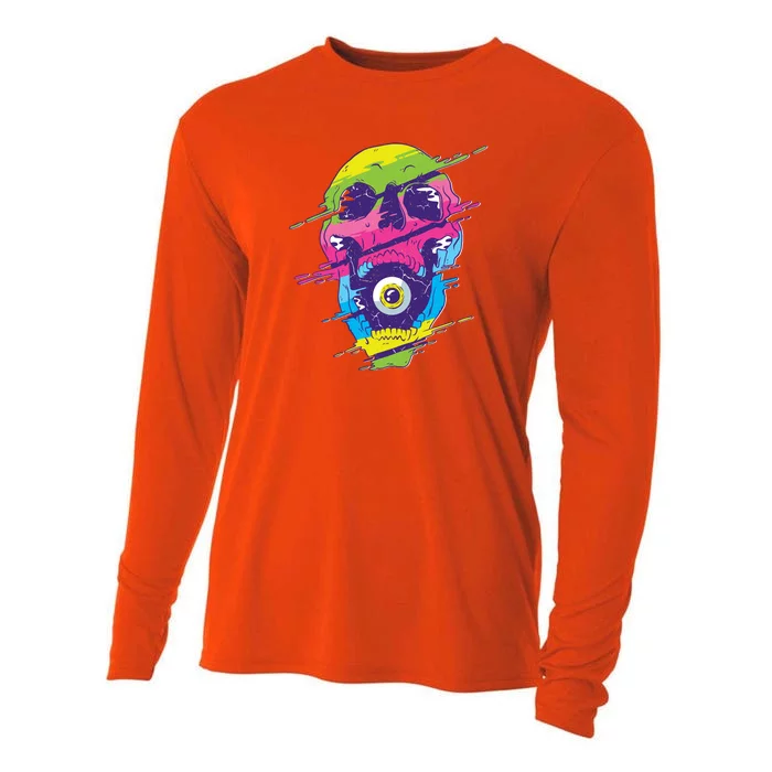 Colorful Eye Skull Cooling Performance Long Sleeve Crew