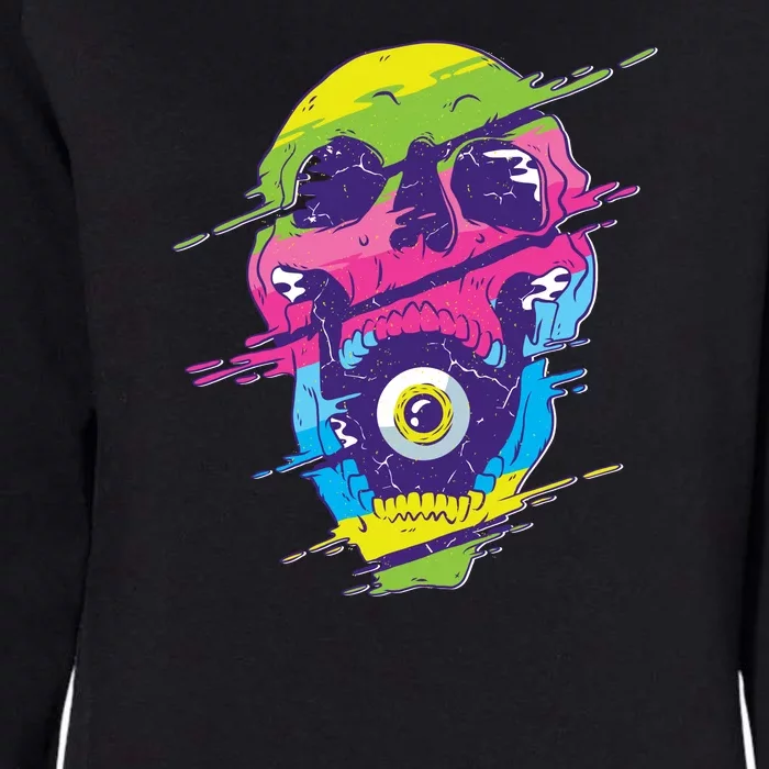 Colorful Eye Skull Womens California Wash Sweatshirt