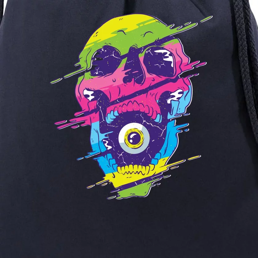 Colorful Eye Skull Drawstring Bag