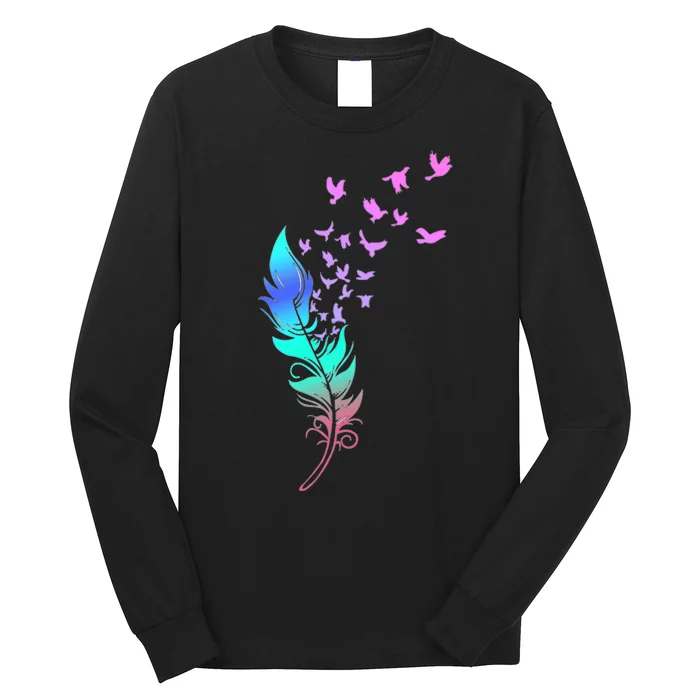 Colorful Feather Long Sleeve Shirt