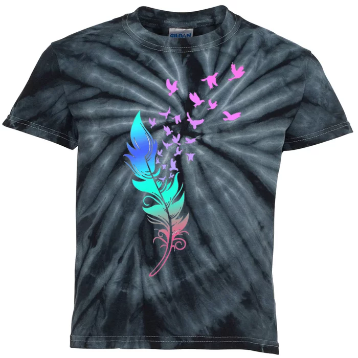 Colorful Feather Kids Tie-Dye T-Shirt