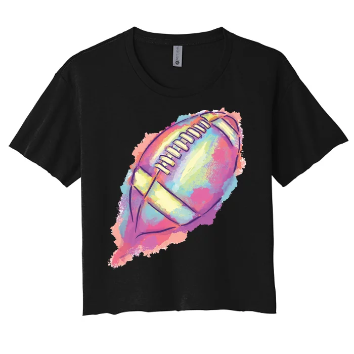 Colorful Football Graphic Women's Crop Top Tee