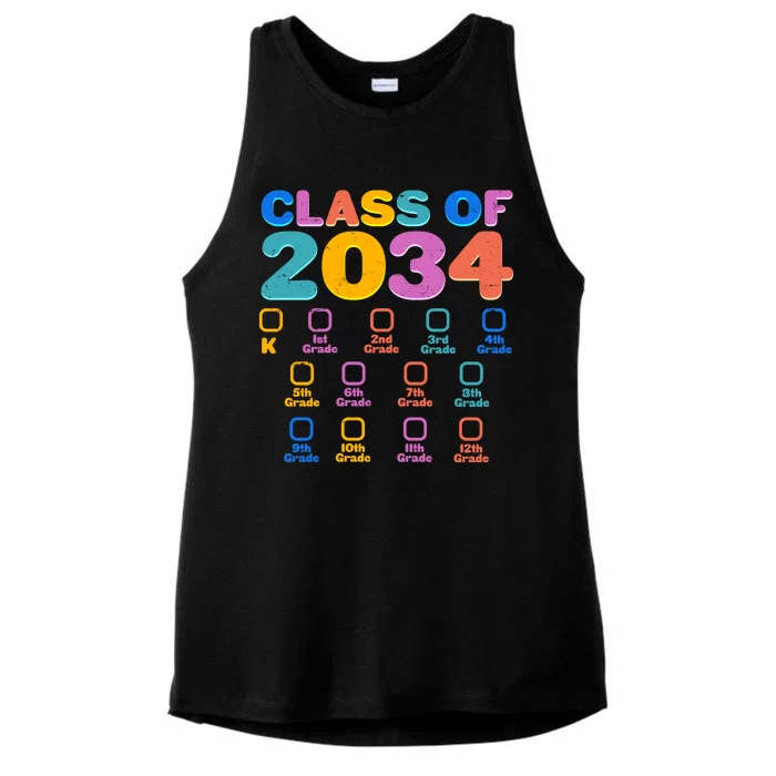 Colorful Future Class of 2034 Graduation Checklist Ladies Tri-Blend Wicking Tank