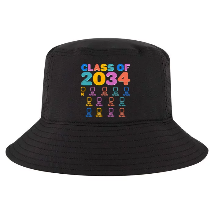 Colorful Future Class of 2034 Graduation Checklist Cool Comfort Performance Bucket Hat