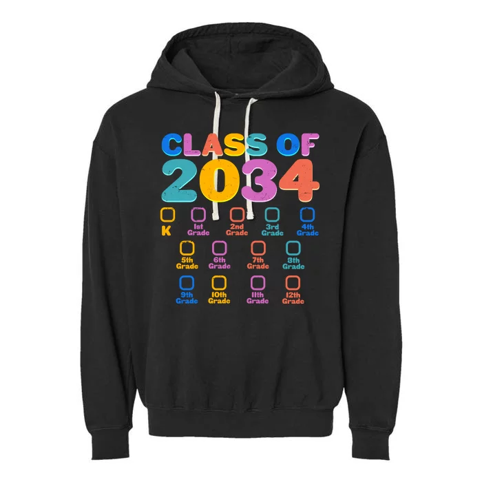 Colorful Future Class of 2034 Graduation Checklist Garment-Dyed Fleece Hoodie