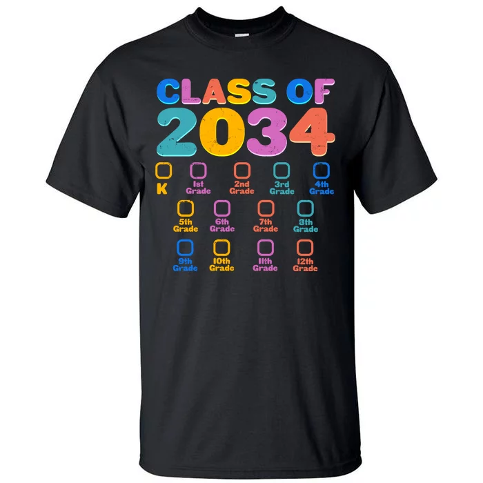 Colorful Future Class of 2034 Graduation Checklist Tall T-Shirt