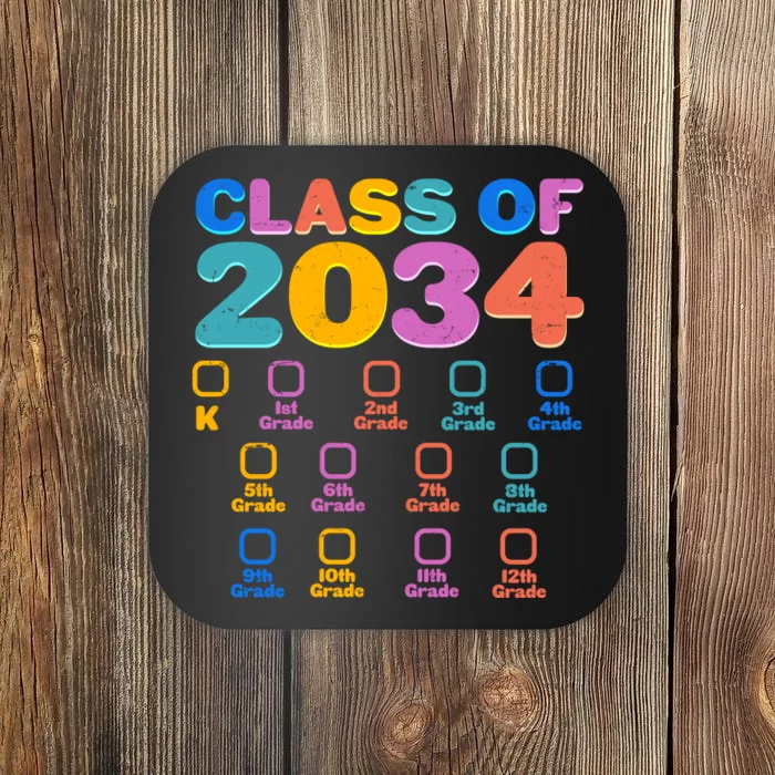 Colorful Future Class of 2034 Graduation Checklist Coaster