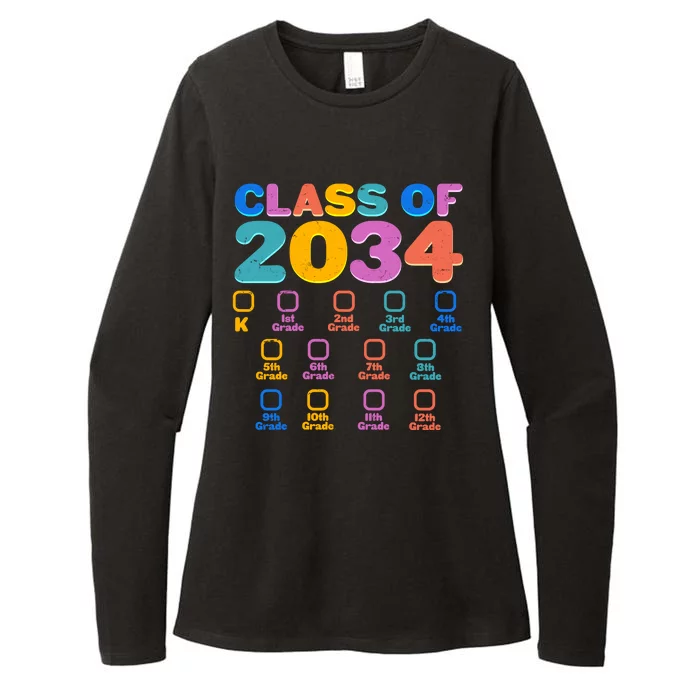 Colorful Future Class of 2034 Graduation Checklist Womens CVC Long Sleeve Shirt