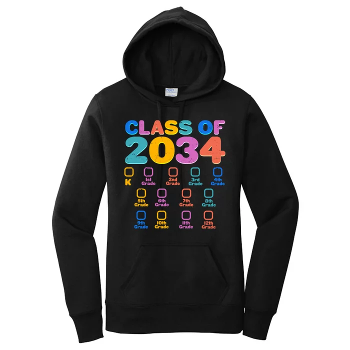 Colorful Future Class of 2034 Graduation Checklist Women's Pullover Hoodie