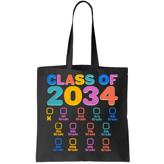 Colorful Future Class of 2034 Graduation Checklist Tote Bag