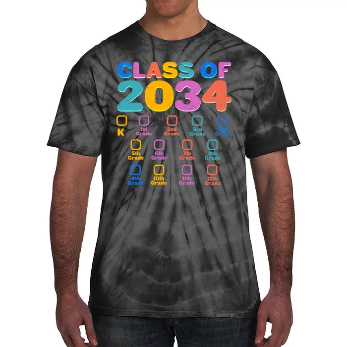 Colorful Future Class of 2034 Graduation Checklist Tie-Dye T-Shirt