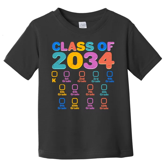 Colorful Future Class of 2034 Graduation Checklist Toddler T-Shirt