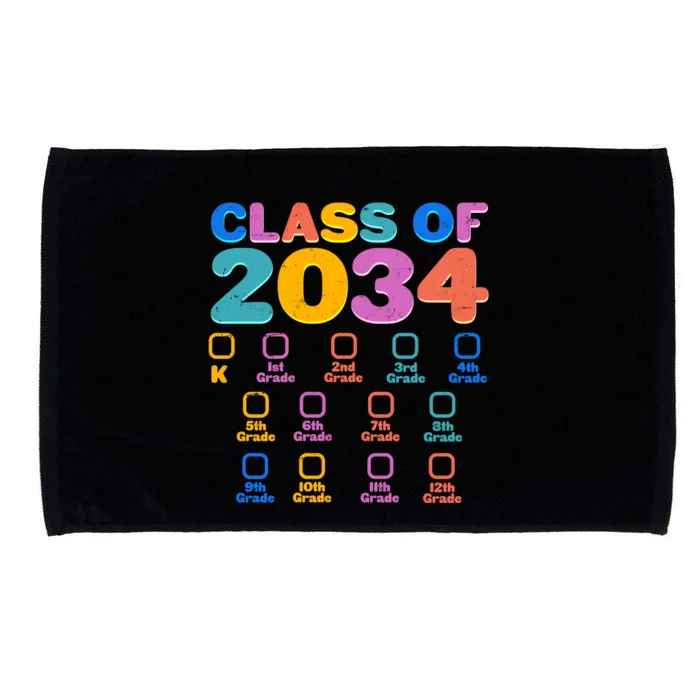 Colorful Future Class of 2034 Graduation Checklist Microfiber Hand Towel