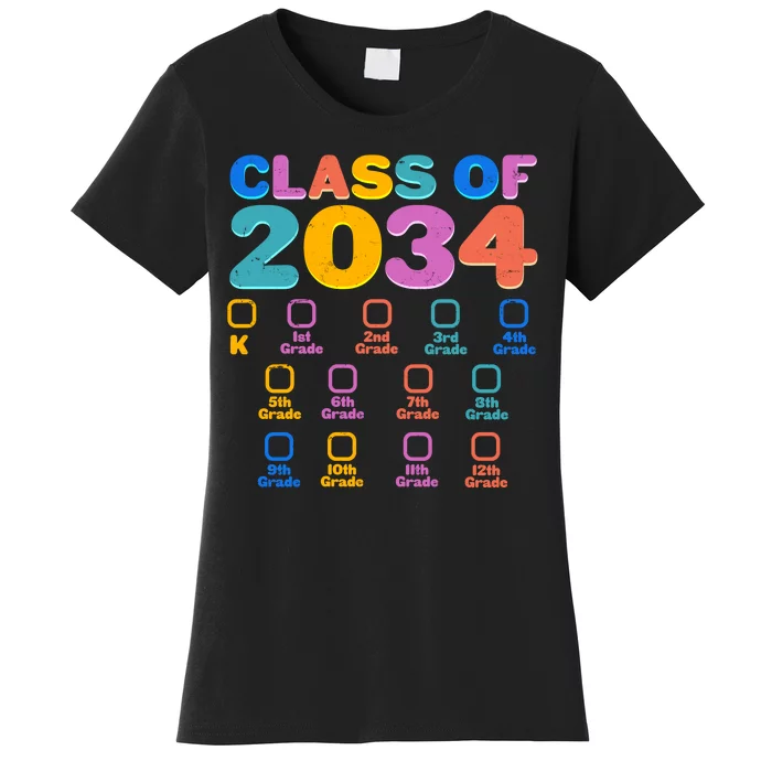 Colorful Future Class of 2034 Graduation Checklist Women's T-Shirt