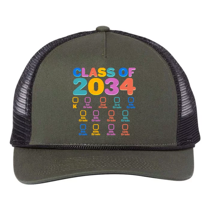 Colorful Future Class of 2034 Graduation Checklist Retro Rope Trucker Hat Cap