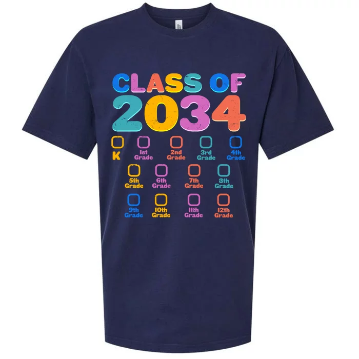 Colorful Future Class of 2034 Graduation Checklist Sueded Cloud Jersey T-Shirt