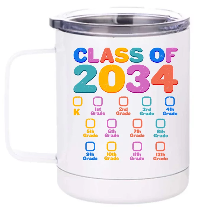 Colorful Future Class of 2034 Graduation Checklist Front & Back 12oz Stainless Steel Tumbler Cup