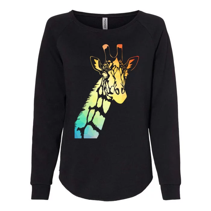 Colorful Giraffe Womens California Wash Sweatshirt