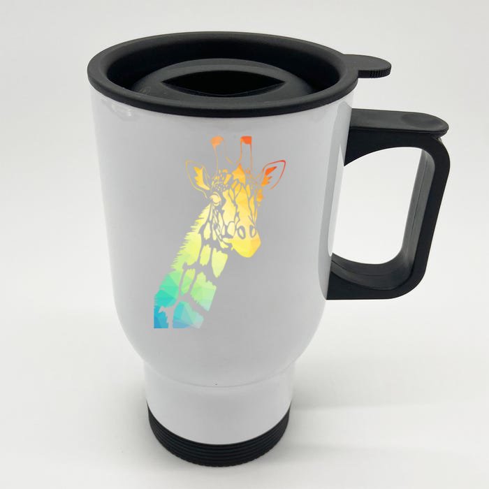 Colorful Giraffe Front & Back Stainless Steel Travel Mug