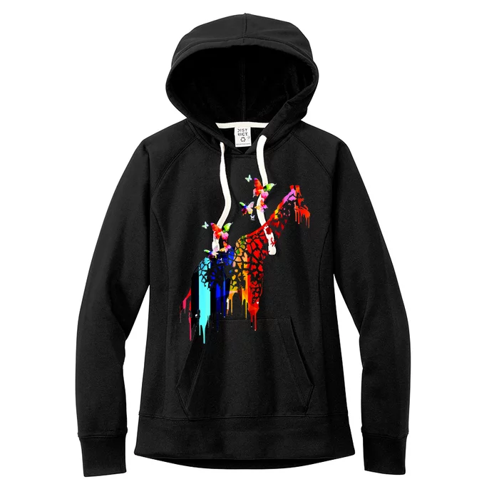 Colorful Giraffe Illustration Women's Fleece Hoodie