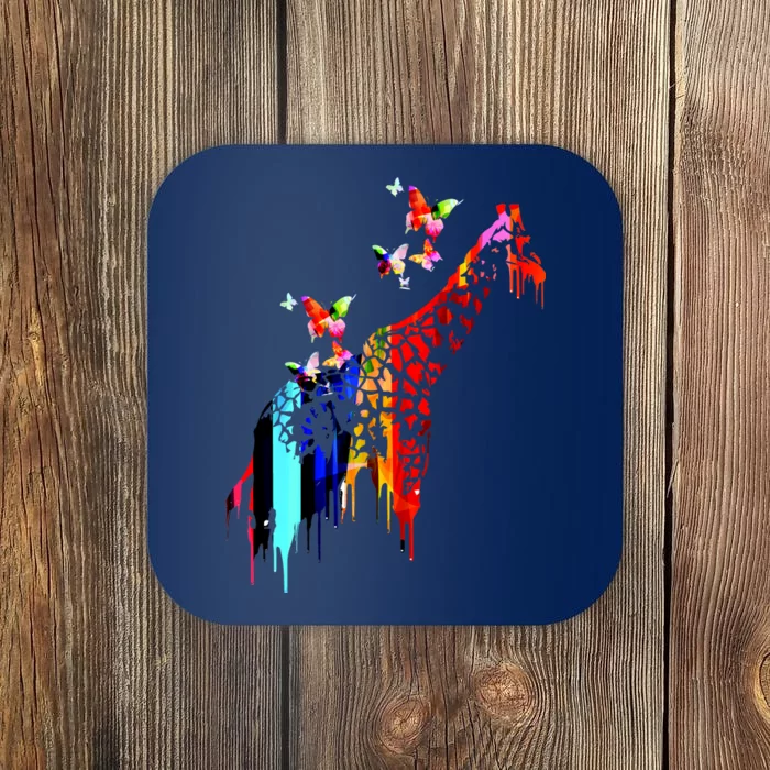 Colorful Giraffe Illustration Coaster