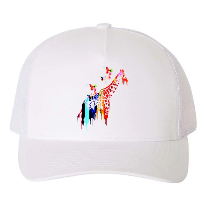 Colorful Giraffe Illustration Yupoong Adult 5-Panel Trucker Hat