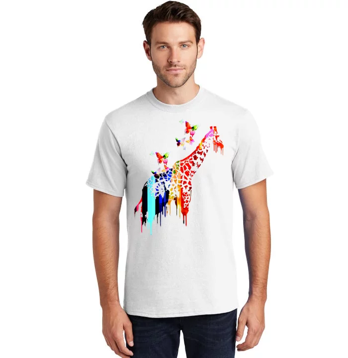 Colorful Giraffe Illustration Tall T-Shirt