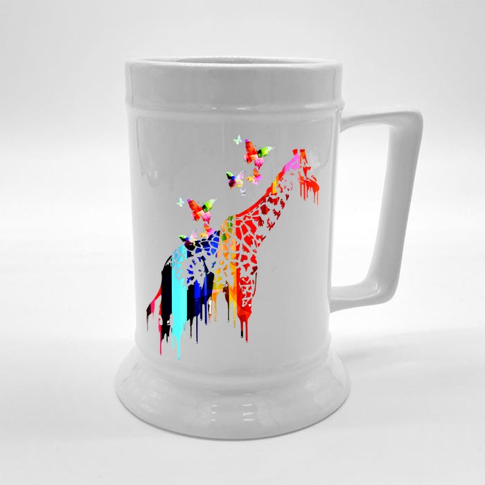 Colorful Giraffe Illustration Beer Stein