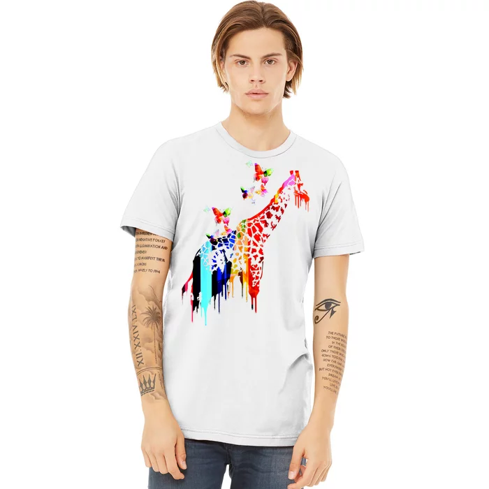 Colorful Giraffe Illustration Premium T-Shirt