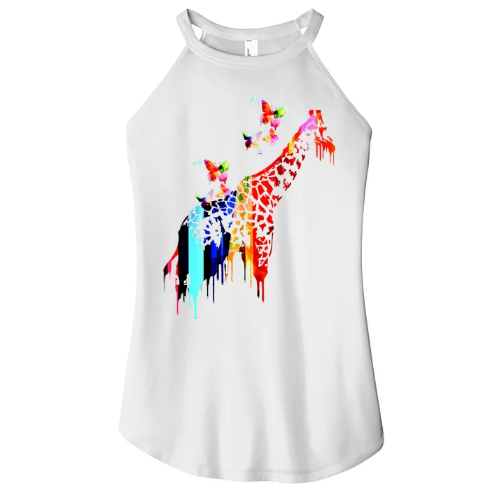 Colorful Giraffe Illustration Women’s Perfect Tri Rocker Tank