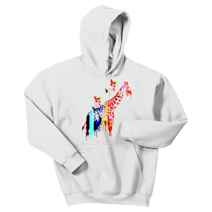 Colorful Giraffe Illustration Kids Hoodie