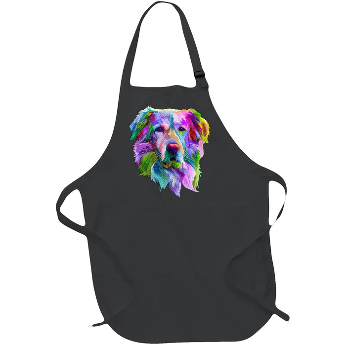 Colorful Golden Retriever Full-Length Apron With Pocket